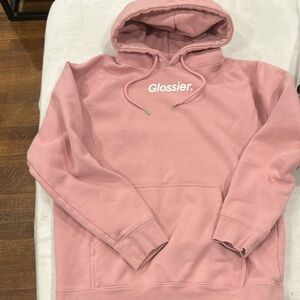 Glossier pink hoodie